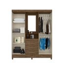 Ver imagem 3 de Guarda Roupa 4 Portas com Espelho Capri Castanho Wood 831331 Moval