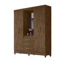 Ver imagem 1 de Guarda Roupa 4 Portas com Espelho Capri Castanho Wood 831331 Moval