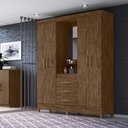 Ver imagem 2 de Guarda Roupa 4 Portas com Espelho Capri Castanho Wood 831331 Moval