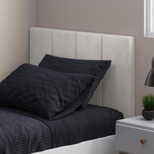 Cabeceira Solteiro Laura 0,90 Almofadada Bege Claro Ofertamo