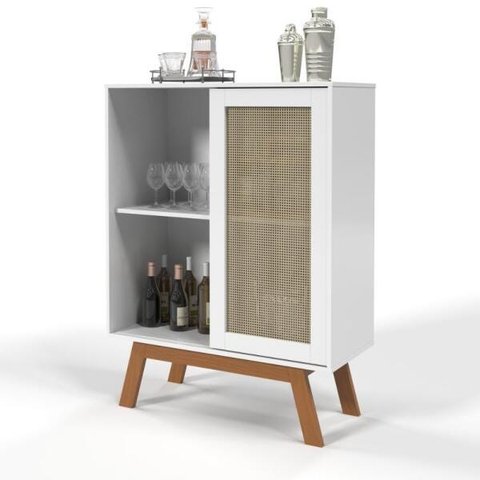 Aparador Bar Rattan Alto Branco Ofertamo Móveis Sala