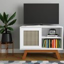 Ver imagem 2 de Mesa de Cabeceira Rattan Com Porta Deslizante Branco Ofertamo