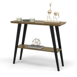 Aparador Davi 90x30 Tampo Mdf 30mm Freijó/pés Madeira Preto Ofertamo - 3