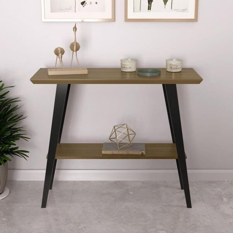 Aparador Davi 90x30 Tampo Mdf 30mm Freijó/pés Madeira Preto Ofertamo