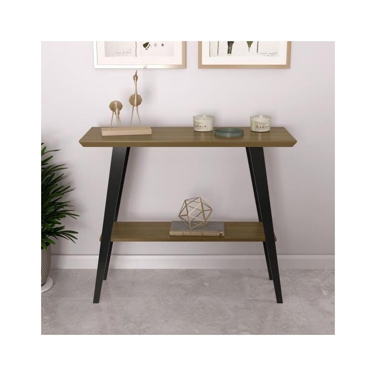 Aparador Davi 90x30 Tampo Mdf 30mm Freijó/pés Madeira Preto Ofertamo
