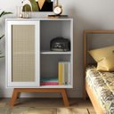 Ver imagem 2 de Mesa de Cabeceira Alta Rattan Mdf Branco Ofertamo Quarto