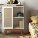 Ver imagem 2 de Mesa de Cabeceira Alta Rattan Mdf Off White Ofertamo Quarto
