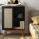 Ver imagem 2 de Mesa de Cabeceira Alta Rattan Mdf Preto Ofertamo Quarto