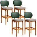 Ver imagem 1 de Kit 4 Banquetas Alta Bar Cozinha Sala Jantar Betta L02 Imbuia Facto Verde Linho Bege - Lyam Decor