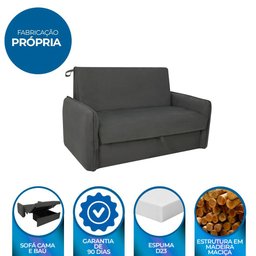 Sofá Cama para Sala de Estar Zaia com Baú Suede Matrix - Cinza - 9