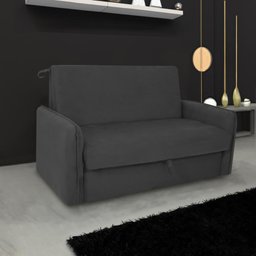 Sofá Cama para Sala de Estar Zaia com Baú Suede Matrix - Cinza - 1