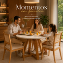 Ver mais imagens de Mesa Redonda Sala de Jantar 4 Lugares Madeira Maciça Off White Pérola Pequena Compacta