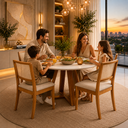 Ver imagem 5 de Mesa Redonda Sala de Jantar 4 Lugares Madeira Maciça Off White Pérola Pequena Compacta