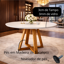 Ver imagem 5 de Mesa Redonda Sala de Jantar 4 Lugares Madeira Maciça Off White Pérola Pequena Compacta