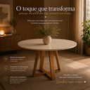 Ver imagem 7 de Mesa Redonda Sala de Jantar 4 Lugares Madeira Maciça Off White Pérola Pequena Compacta