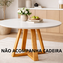 Ver imagem 2 de Mesa Redonda Sala de Jantar 4 Lugares Madeira Maciça Off White Pérola Pequena Compacta