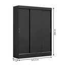 Ver imagem 4 de Guarda-roupa Solteiro Sul 3 Portas 2 Gavetas Preto - Pnr Móveis