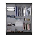 Ver imagem 2 de Guarda-roupa Solteiro Sul 3 Portas 2 Gavetas Preto - Pnr Móveis