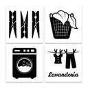 Ver imagem 1 de Kit 4 Quadros Decorativos Lavanderia Casa Sala Placas Mdf