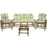 Conjunto Bambu 5 Lugares, 1 Poltrona, 2 Cadeiras + 1 Mesa de Centro com Almofadas para Área T10 - 1
