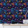 Papel de Parede 3d Auto Adesivo Arte Gamer Geek Moderna Grafite Roxo Vivo Abstrato Quarto Sala 3m - 7