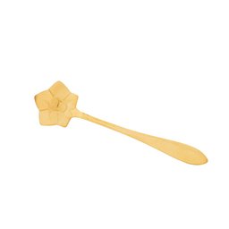 Conjunto de 4 Colheres para Chá Wolff Flores Dourado de Aço Inox - 4