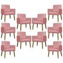 Ver imagem 1 de Kit 10 Poltronas Decorativas Mari Pé Palito Castanho - Rosê Suede