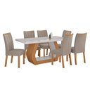 Ver imagem 2 de Conjunto Sala de Jantar Mesa Easy Tower 170x90cm Mdf/vidro com 6 Cadeiras Confort Suede Bege Amendoa