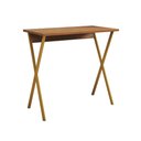 Ver imagem 2 de Mesa de Escritório X 80x46 para Trabalho e Estudo com Base em Ferro - Ferro Dourado Tampo Amêndoa