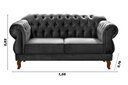Ver imagem 3 de Sofá Chesterfield Capitonê Elisabeth Duquesa 2 Lugares - Suede Cinza Grafite