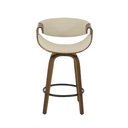 Ver imagem 2 de Banqueta Nicole Giratória com Assento Creme Base em Madeira Laminada e Apoio para Pés