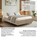 Ver mais imagens de Kit Cama Box Queen e Cabeceira em Madeira Maciça Estofada com Botões Capitonê Queen Charlotte Bege/Dourado
