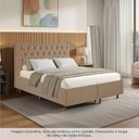 Ver imagem 3 de Kit Cama Box Queen e Cabeceira em Madeira Maciça Estofada com Botões Capitonê Queen Charlotte Bege/Dourado