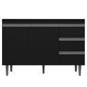 Ver imagem 1 de Balcão Gabinete de Pia sem Tampo 120cm 2 Portas 3 Gavetas Andréia - AJL Móveis - Preto