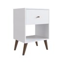 Ver imagem 2 de Mesa de Cabeceira Retrô 1 Gaveta 1 Nichos Branco - Placa&ponto