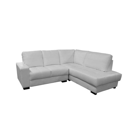 Sofá de Couro Canto Marrocos 2 Lugares com Chaise Direita Branco Pigmentado - Mempra Design