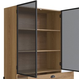 Cristaleira York Estilo Industrial 93cm 02 Portas 01 Gaveta 27897 Artesano - Hanover/preto - 6