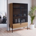 Ver imagem 1 de Cristaleira York Estilo Industrial 93cm 02 Portas 01 Gaveta 27897 Artesano - Hanover/preto