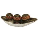 Ver imagem 1 de Enfeite Decorativo Centro Mesa Prato + 3 Bolas Marrom