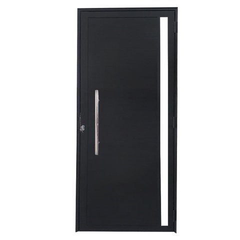 Porta Lambril com Puxador e Vidro Alumínio Preto Linha 25:Esquerda/ 210 x 90