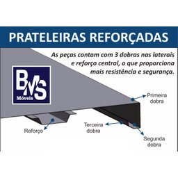 Estante Aço 6 Prateleiras com reforço 30cm 15kg/prateleira cor Cinza - 6