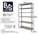 Ver imagem 3 de Estante Aço 6 Prateleiras com reforço 30cm 15kg/prateleira cor Cinza