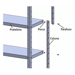 Estante Aço 6 Prateleiras com reforço 30cm 15kg/prateleira cor Cinza - 4