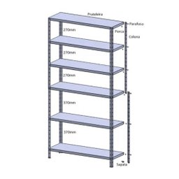 Estante Aço 6 Prateleiras com reforço 30cm 15kg/prateleira cor Cinza - 7