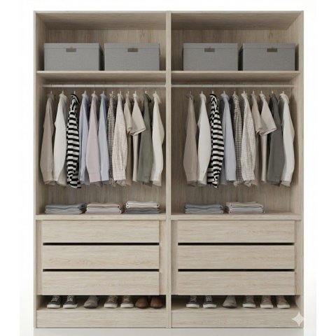 Guarda-roupa Modular 4 Portas 6 Gavetas 1011 Ilan Carvalho