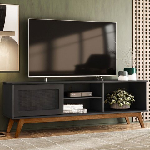 Rack para Tv até 60 Polegadas Vertigo 1 Porta Preto - Pnr Móveis