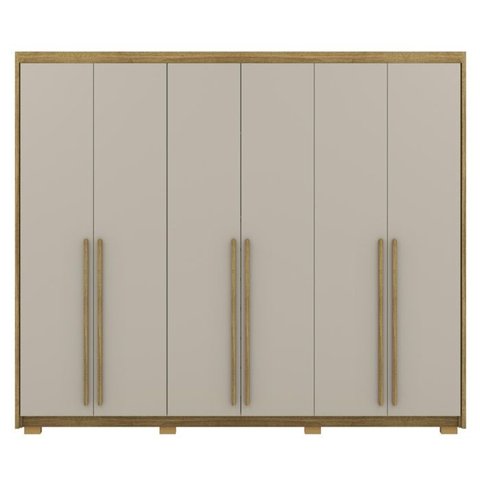 Guarda Roupa Casal 6 Portas 3 Gavetas Mdf 275 Cm Nature Fend Vlr
