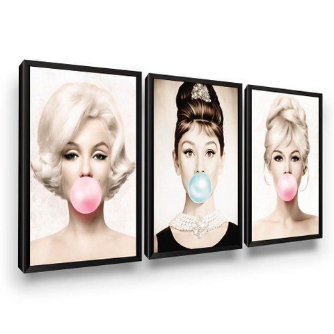Quadros Decorativos Trio Marilyn Monroe Sala Escritório