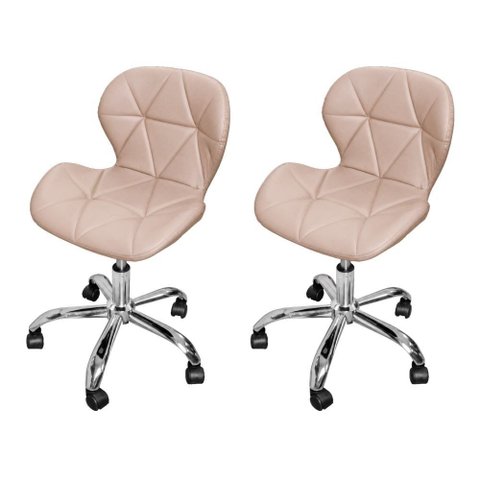 Kit 2 Cadeiras Escritório Giratória Office Eiffel Slim Bege