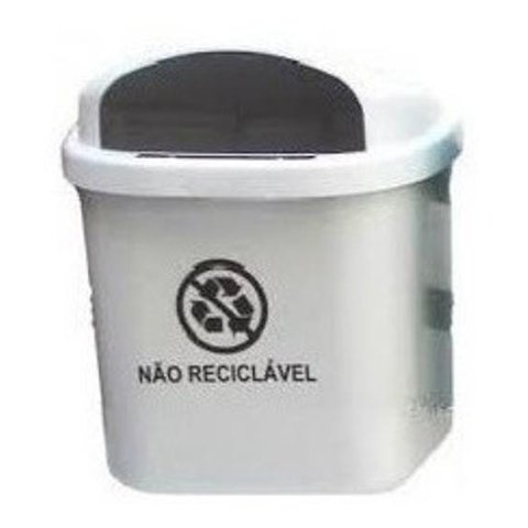 Cesto Individual Coleta Seletiva 40L Para Poste Parede Cinza